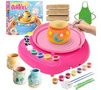 Torno de Alfarería Niños 6-12 Años - Kit Completo Cerámica DIY Principiantes con 3 Paquetes Arcilla Secado al Aire, Herramientas, Materiales Manualidades, Regalo Cumpleaños Niños y Niñas 6+ (Rosa)