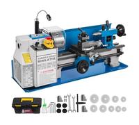 Torno De Metal 7 X 14 Pulgadas, Precisión, Banco, 550 W, Velocidad Variable, 50-2500 RPM, Engranaje Nailon Con Lámpara Móvil Pequeño y portátil