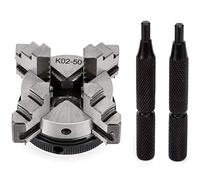 Torno de torneado de 4 mordazas de 50 mm, cambio rápido K02 50/M14, mandril de torno manual autocentrado con 2 varillas de bloqueo para herramientas de carpintería y accesorios