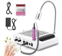 Torno de Uñas Profesional 4 en 1 con Aspirador de Uñas 80W, Drill para Uña Profesional Eléctrico con Luz LED y Reposamanos, 25000 RPM para Manicura Gel y Acrílico, Casa y Salón