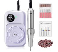 Torno de Uñas Recargable Profesional: Madenia 45000RPM Inalambrico Lima de Uñas Electrica, Portátil USB Torno para Uñas de Gel Acrílico Manicura y Pedicura para Salón y Uso en Casa (Púrpura)