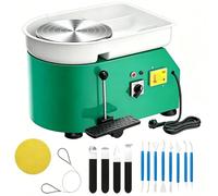 Torno eléctrico de cerámica de 350W - Plato giratorio de 25 cm para arcilla con control de velocidad doble (pedal de pie y control manual), juego completo de herramientas de cerámica y cuenco