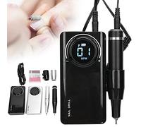 Torno para Uñas, Lima Eléctrica para Uñas Función de Banco de Energía Pantalla LCD Tornos Uñas con 6 Brocas Taladro de Uñas Eléctrico Recargable de 35000 RPM Pulidora Portátil(negro)