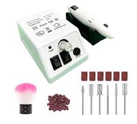 Torno para Uñas Profesional 20.000 RPM con Base, Lima Eléctrica Manicura y Pedicura, Nail Drill 6 Brocas + Bandas de Lijado, Control de Velocidad, 220-240 V, para Uñas de Gel y Acrílico (BLANCO)