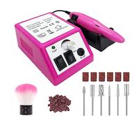 Torno para Uñas Profesional 20.000 RPM con Base, Lima Eléctrica Manicura y Pedicura, Nail Drill 6 Brocas + Bandas de Lijado, Control de Velocidad, 220-240 V, para Uñas de Gel y Acrílico