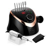 Torno para Uñas Profesional 35000 RPM Eléctrico Manicura Pedicura Lima de Uñas con 6 Brocas Pulidor Broca,Pedal,Pantalla LED Eléctrica del Taladro del Clavo para Salón DIY/Lima de Uñas Pedicura-Negro