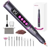 Torno para Uñas Profesional 35000RPM, EWEIMA 16 en 1 Torno para Uñas Portatil, 35 niveles de velocidad Ajustable Nail Drill, 1000mAh Lima Electrica Uñas, Set de Manicura para Salón DIY (Gris)