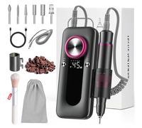 Torno para Uñas Profesional 45000 RPM Portátil Lima de Uñas Eléctrica Inalambrico Recargable Velocidad Ajustable Fresas Torno Molinillo de Uñas Eléctrico para Gel o Acrilicas para Hogar y Salón