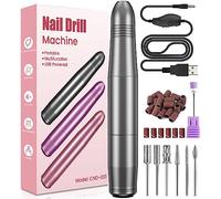 Torno para Uñas, Torno para Uñas Profesional Potente, Lima Eléctrica Uñas USB para Gel, 20000 RPM Velocidad Ajustable, Kit de Manicura y Pedicura Eléctrico para Salón DIY Principiantes Mujeres Niñas