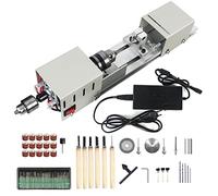 Torno pequeño de metal 6 en 1 para hacer modelos de madera, 12-24 V, 96 W, máquina de molienda de cuentas para tallar, moler piedra de madera