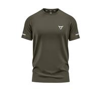 TORO ACTIVA Camisetas de Manga Corta para Hombre Entrenamiento Atlético Ajuste Que Absorbe la Humedad Secado rápido Logotipo Reflectante Camisetas Deportivas Tops Verde Oliva