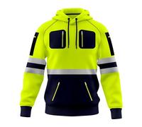 TORO ACTIVA Sudadera con capucha de alta visibilidad para hombre con banda reflectante de alta visibilidad y varios bolsillos con cremallera S-2XL, Amarillo Marino 2, L