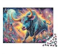 Toro Artístico Rompecabezas 1000 Piezas Papel para Adultos Reto Mental Decoración de Pared Arte Papel Grueso Puzzle Tauro Regalo Hogar 52x38cm/1000pcs