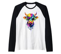 Toro Buey Ganado Doméstico Granja Vaca Taurus Toros Camiseta Manga Raglan