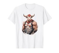 Toro de Gimnasio con músculos - Culturismo de Dibujos Camiseta, Hombre, Blanco, L