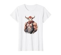 Toro de Gimnasio con músculos - Culturismo de Dibujos Camiseta, Mujer, Blanco, XL