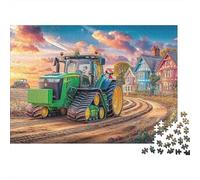 Toro en Camino de Tierra Puzzle 1000 Piezas para Adultos Escena artística de una Granja Rural Difícil Puzzle Difícil Más Vendido Entrenamiento Mental Cartón Grueso 52x38cm/1000pcs