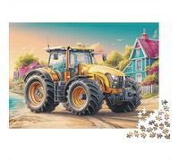 Toro en Camino de Tierra Puzzle Mil Piezas para Adultos Estilo de Paisaje Rural de Granja Puzzle Muy Difícil Entrenamiento Mental Decoración del Hogar Cartón Grueso 38x26cm/1000pcs