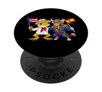 Toro Español Rana Coquí de Puerto Rico Bandera de España PopSockets PopGrip Adhesivo