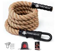 TORO GEAR- Cuerda para trepar de Yute 38 milímetros, 3-6 Metros - SOGA Crossfit, Batalla o Battle Rope, gimnasios, Bomberos - con Gancho para Aire Libre, Entrenamiento de Fitness y Fuerza (38mm x 5m)