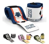 TORO GEAR Muñequeras azules CrossFit y Halterofilia - Titan Ultra Lift - Soporte Profesional para Levantamientos Pesados - Velcro Ultrafuerte - Talla M 30 cm o L 45 cm (Blue Navy, L)