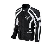 Toro Racing Chaqueta Moto PARIS, Impermeable 100%, Protecciones Codo hombros, Forro Térmico, Transpirable, UNISEX, Motorista Racing, Circuito, Moto GP (XL, Blanco)