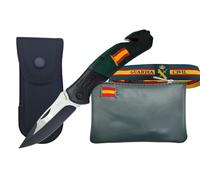 TORO SURVIVAL Pack Navaja Acero 3Cr13MoV, Plegable con Liner Lock, Rompecristales y Corta cinturón + Funda de Nylon + Monedero de Piel + Pulsera Bordada (Stamina GC)