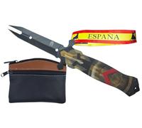 TORO SURVIVAL Pack Navaja Plegable con Diseños Espectaculares Variados| Set con Monedero de Piel y Pulsera de Tela en Caja Perfecta para Sorprender a un ser Querido (Espartano)