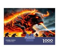 Toro y Lucha de Fuego 1000 Piezas Puzzle Poder ardiente de la Bestia Set De Puzzle, Cartón Premium - Antiestrés Y Decoración, Regalo para Mujeres Y Hombres, Entrena El Cerebro 38x26cm/1000pcs