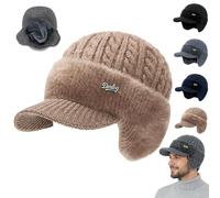 Torocky Coldshield Trapper, Rocky Coldshield Trapper, gorro de béisbol cálido y elegante con forro de piel para hombre, con ala y orejeras, caqui, Talla única