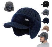 Torocky Coldshield Trapper, Rocky Coldshield Trapper, Gorro de béisbol con forro de piel cálido y elegante para hombre con visera y orejeras, azul, Talla única
