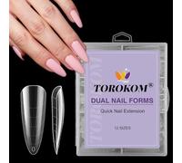TOROKOM 120 PCS Sistema de formas de uñas dobles transparentes,puntas de molde de uñas de cubierta completa para extensión de uñas de acrílico (Stiletto)
