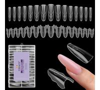 TOROKOM 240 PCS Moldes de Uñas Sandwich Dual, Formas para Extensiones Rápidas, Sin Moldes de Papel, 15 Tamaños Reutilizables de Plástico para Builder Gel & Polygel (Elipse)