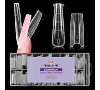 TOROKOM 256 PCS Moldes de Uñas Sandwich Dual, Formas para Extensiones Rápidas, Sin Moldes de Papel, Reutilizables de Plástico para Builder Gel & Polygel (16Tamaños，Trapezoide)
