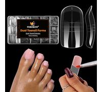 TOROKOM 300PCS Formas para Gel Poly de Uñas de los Pies, 15 Tamaños Formas Duales Ovaladas Cuadradas para Extensiones de Poly-Gel en Pedicura, Juego de Uñas de los Pies con Reutilizable para Tips