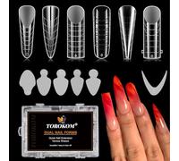TOROKOM Uña Doble Forma para Poly Gel, 364 Pcs Plantillas de Extensión de Uñas de Gel para Uñas Francesas, 6 Estilos de Almohadillas de Silicona Reutilizables para Extensión de Manicura