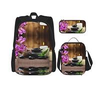 TORONG Juego de 3 mochilas ligeras e impermeables para botellas de vino, corchos y uvas, con bolsa de almuerzo, estuche para lápices para todos, Piedra Zen, Taille unique