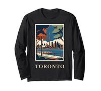 Toronto Canadá Skyline CN Tower Vintage Travel Artwork Manga Larga