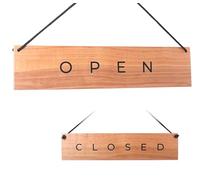 TOROS STORE Letrero abierto y cerrado de madera de color beige claro moderno, letrero abierto de doble cara para ventana o puerta, letrero cerrado de madera de estilo vintage, letreros abiertos y cer