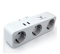 TOROTECH Ladron Enchufes USB 5 en 1 - Regleta 3 Enchufes 2 Tomas USB - Enchufe Multiple Pared - Hogar Viaje Moviles, PC - Certificado CE/ROHS - Alargador Adaptador Plano Proteccion Sobretension