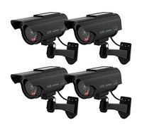 TOROTON 4 Pieza Cámara Falsa Dummy Cámara con Energía Solar de Seguridad LED Parpadeante Sistema de Vigilancia Cámara Simulada CCTV, para Uso en Interiores o Exteriores