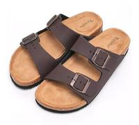 Torotto Mujer Pantuflas Mules Sandalias para con Punta Cómodas de Playa con Hebilla Planas Zuecos Verano Zapatillas de corcho para(Marrón,38 EU)