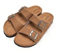 Torotto Mujer Pantuflas Mules Sandalias para con Punta Cómodas de Playa con Hebilla Planas Zuecos Verano Zapatillas de corcho para(Marrón,38 EU)