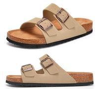 Torotto Pantuflas Mules Sandalias para Hombre con Punta Cómodas de Playa con Hebilla Planas Zuecos Verano Zapatillas de corcho para Caballeros