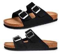 Torotto Pantuflas Mules Sandalias para Hombre con Punta Cómodas de Playa con Hebilla Planas Zuecos Verano Zapatillas de corcho para Caballeros