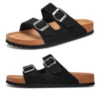 Torotto Pantuflas Mules Sandalias para Hombre con Punta Cómodas de Playa con Hebilla Planas Zuecos Verano Zapatillas de corcho para Caballeros