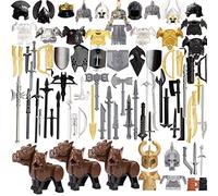 Torquino Bloques de construcción de armadura de casco de arma, kit de estilo medieval antiguo Egipto griego, compatible con todas las principales marcas, regalo para adultos (78 piezas)