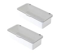 TORR Bandeja para Cubiertos con Tapa,Almacenamiento Utensilios con Tapa Bandeja para Cubiertos PláStico,Organizador Cajones para Cubiertos Contenedor de Almacenamiento de UtensiliosD