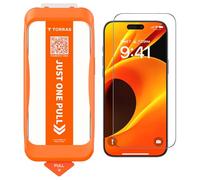 TORRAS Install Master 9H - Protector de pantalla con marco para iPhone 17, fácil instalación, cobertura completa, cristal con certificación militar
