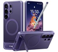 TORRAS Ostand L1 para S26 Ultra Funda para MagSafe con soporte invisible, protección militar, fuerza magnética, certificada, antigolpes, color morado